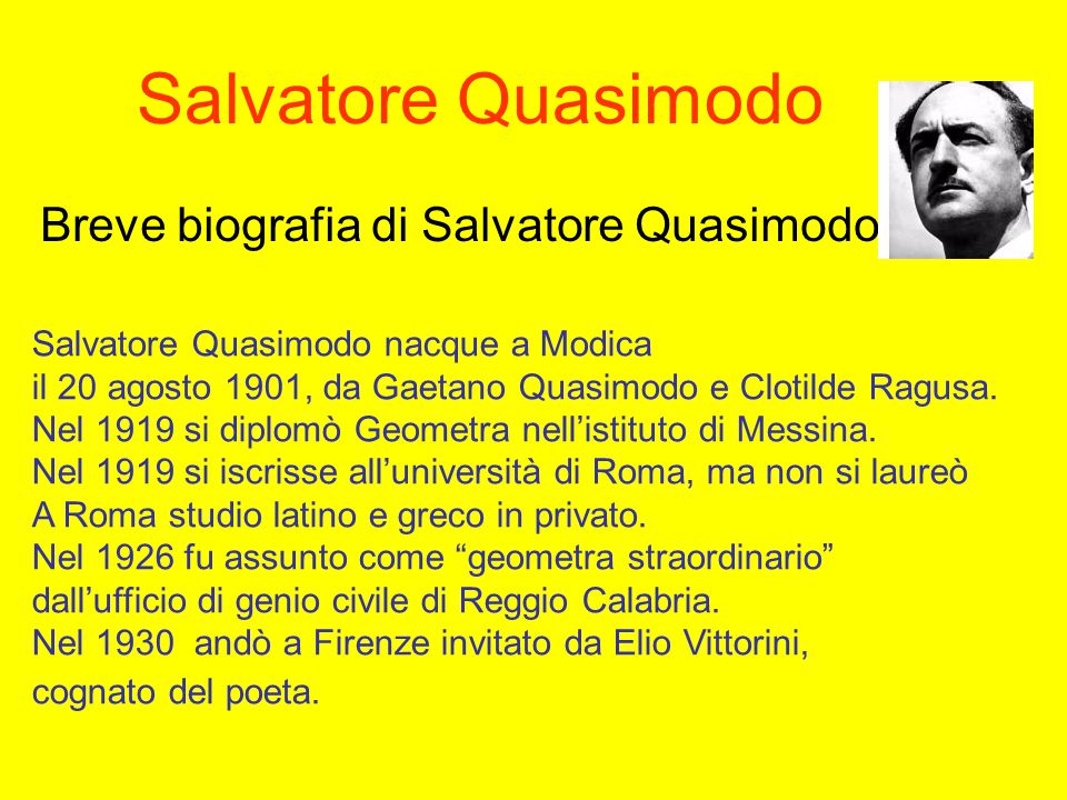  Salvatore Quasimodo: tarjimai holi, tarixi, she'rlari va asarlari